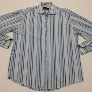 Etro Milano Blue White Striped Long Sleeve Shirt